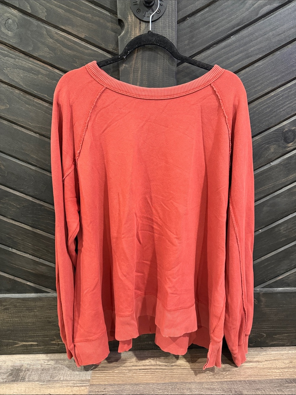 aerie Coral Raglan Long-Sleeve Pullover Sweatshirt